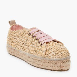 Raffia Sneakers with Ribbon Laces
